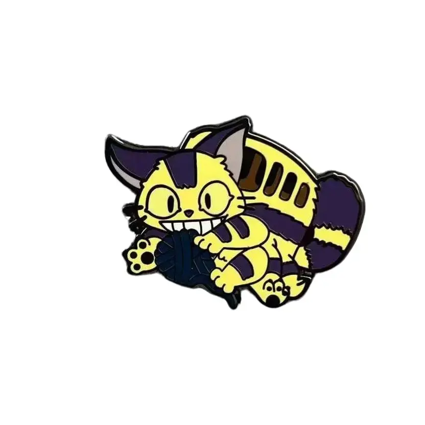 Cute Cat Playing Wool Ball metal pin Adorable Unique Design