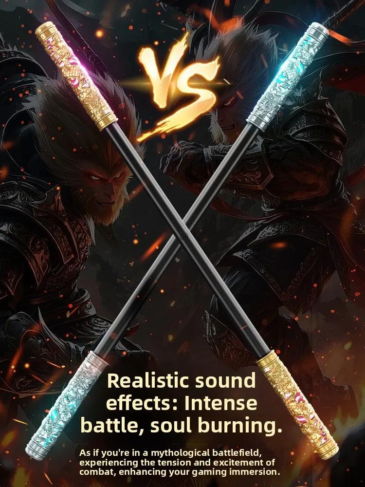 Monkey King Golden Hoop Staff Toy, Voice Controlled Glow Sword for Boys, Kids Retractable Magic Toy