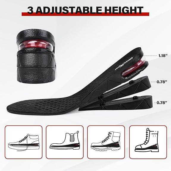 Invisible Height Increase Insoles Up to 6cm, Discreet Adjustable Heel Lifts, Breathable Shock Absorbent Insoles for All-Day Comfort & Confidence