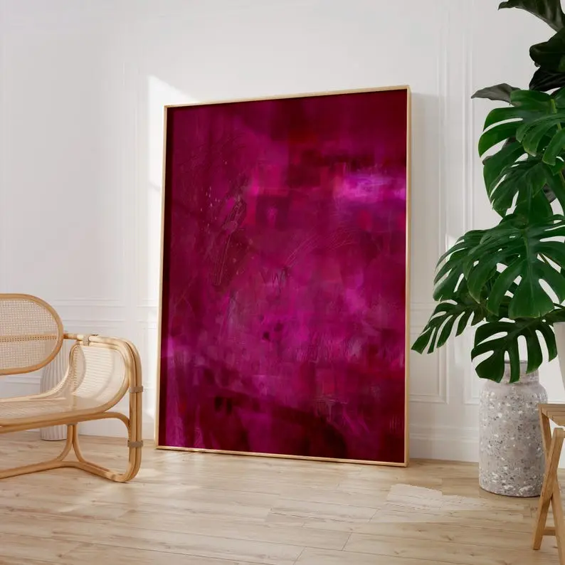 [UNFRAMED POSTER] Magenta Abstract Print – Modern Giclée Wall Art