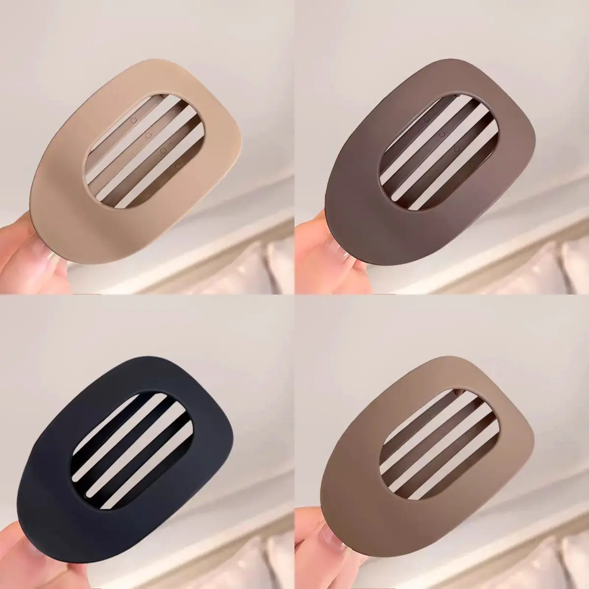 Women's 4pcs Solid Color Flat Graphic Acrylic Hair Clips Set - Minimalist Barrettes, Strong-Hold Claw Clips for Thick/Thin Hair, Elegant No-Crease Daily & Party Accessories, Claw Clip