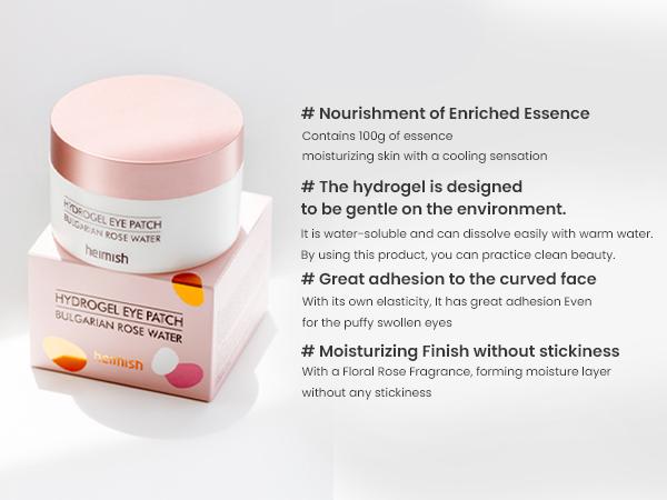 Heimish Bulgarian Rose Water Hydrogel Eye Patch — 60 Soluble Hydrogel Patches for Hydration, Brightening & Wrinkle Improvement, Gentle Under-Eye Care for All Skin Types