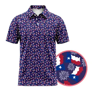Texas Flag Blue Polo Shirt for Men – Patriotic Texas State Flag Polo, Lone Star State Casual Shirt