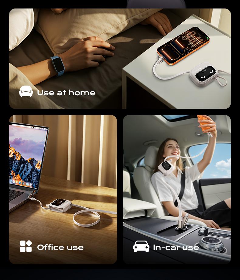 MAGIC JOHN 4-in-1 Retractable USB Charging Cable – 240W Fast Charging & Data Sync | Compatible with iPhone & Android | Retractable CarPlay Cable MAGIC JOHN 4-in-1 Retractable USB Charging Cable – 240W Fast Charging & Data Sync | Compatible with iPhone & Android | Retractable CarPlay Cable