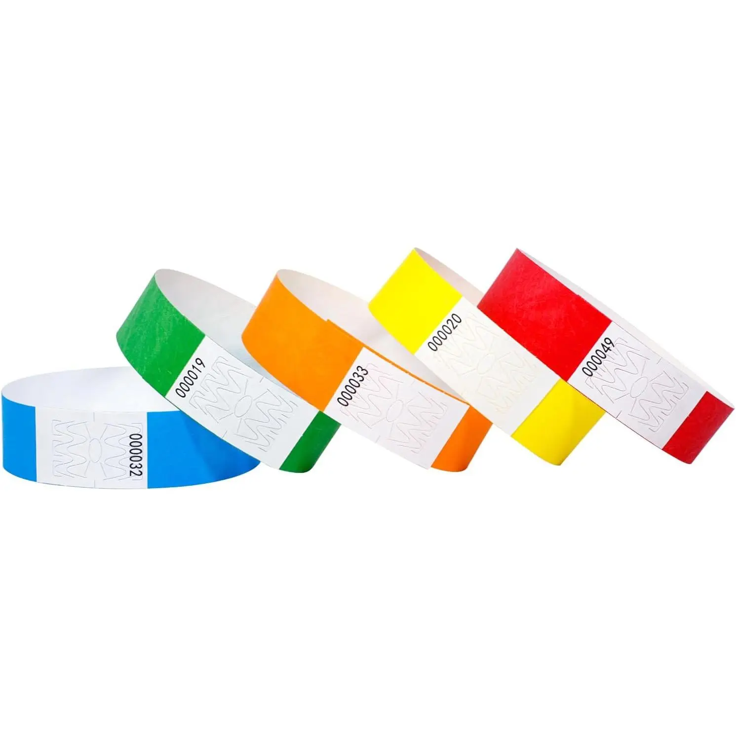 500-Count Customizable Paper Wristbands Accessory Pack (9.84 x 0.75 inches) - Water-Resistant, Tear-Resistant, High-Strength Adhesive, Easy-Remove, Assorted Colors, One Size for Museums, Fundraisers, Admission