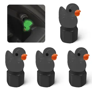 Set of 4 cute duck-shaped tire valve caps, luminous tire valve caps, fun and practical tire decoration, suitable for both men and women, fun tire accessories, universal fit for cars, motorcycles, trucks, and bicycles.