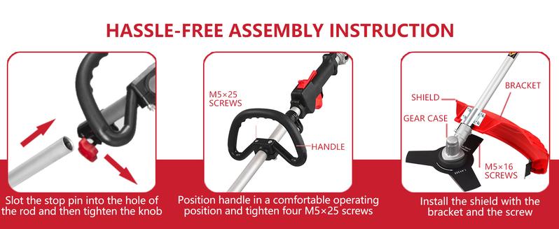 Powersmart 25.4cc Gas String Trimmer & Edger w/ 16",Red and Black, Portable, Vibration Dampening, Lightweight, Easy Assembly, Optimized Efficiency, Easy Maneuverability, Ergonomic Handle,Great for Lawn Business(PS4531 PS4532)