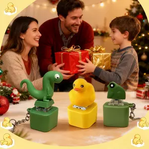 Quacking Duck Croaking Frog Lizard Sounding Keyboard Fidget Toys for Adults Clicker Keychain with Sound LED Light and Charging Port for  Stress Relief Anxiety