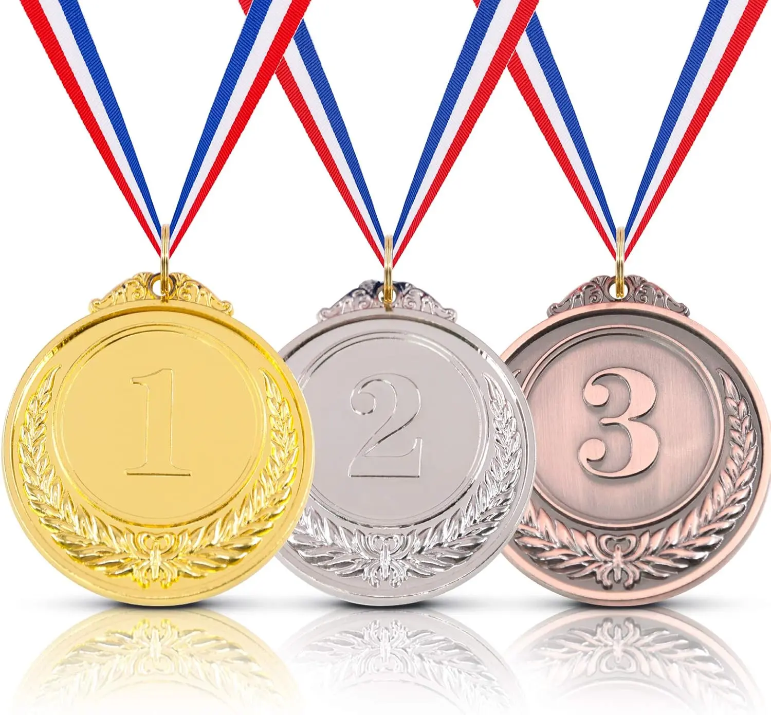 Gold Silver Bronze Award Medals with Ribbon Winner Awards Olympic Style for Kids School Sports Meeting Sports Events or Celebration Souvenir