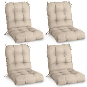 Tufted Outdoor/Indoor Seat/Back Chair Cushions, Set of 4, 42'' x 21''