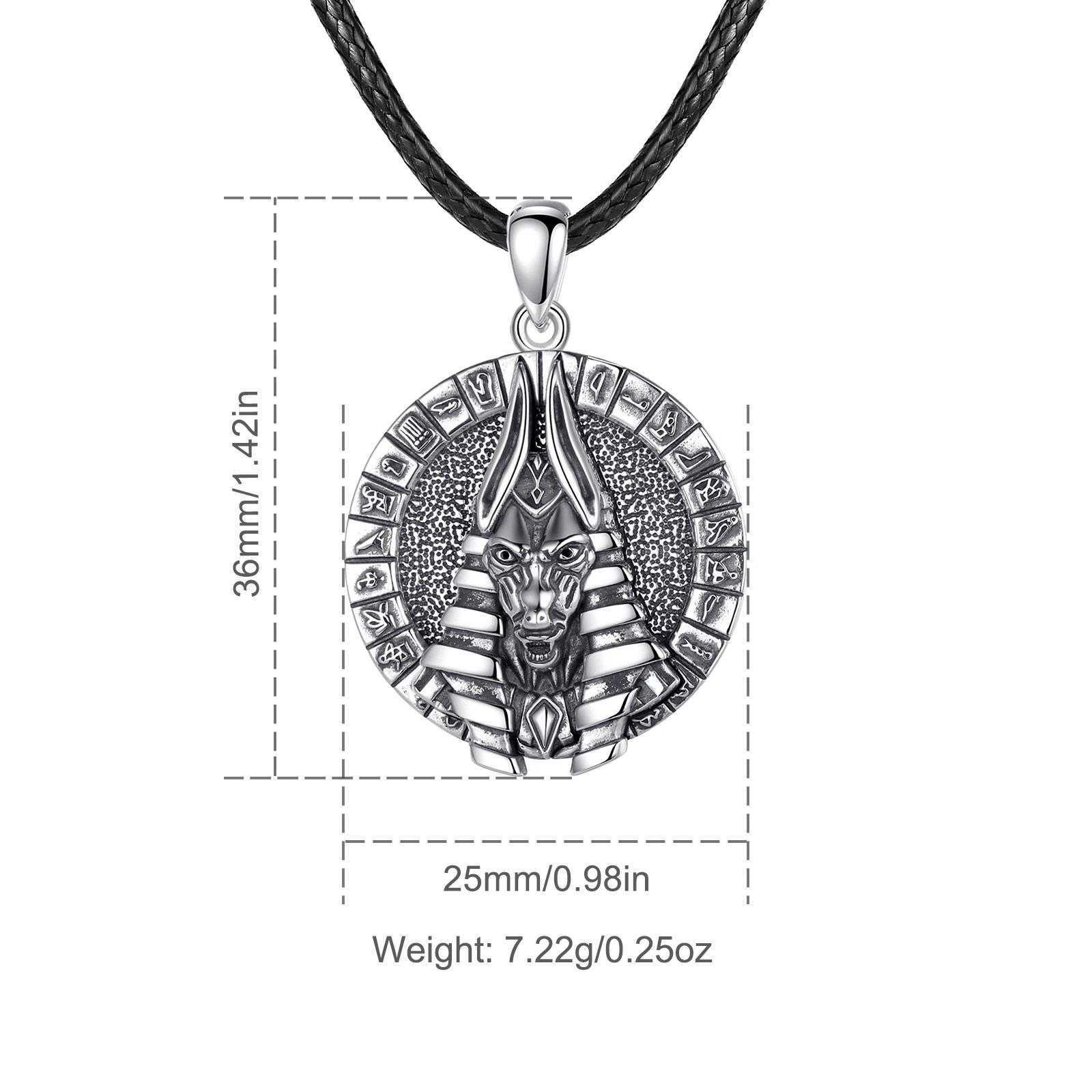 Eudora S925 Sliver Egyptian Necklace, Anubis & Horus God Pendants, Two-Tone Gold Eye of Horus Ankh Amulet,  Mythology Jewelry, Guardian  Hieroglyphics   Gift