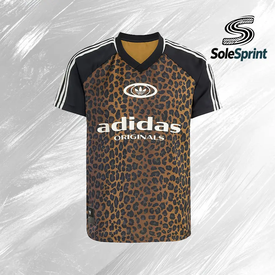 adidas Originals Female Wear Satin Leopard Print Jersey Tee - Back-to-School Sports Top, Style KA2671
