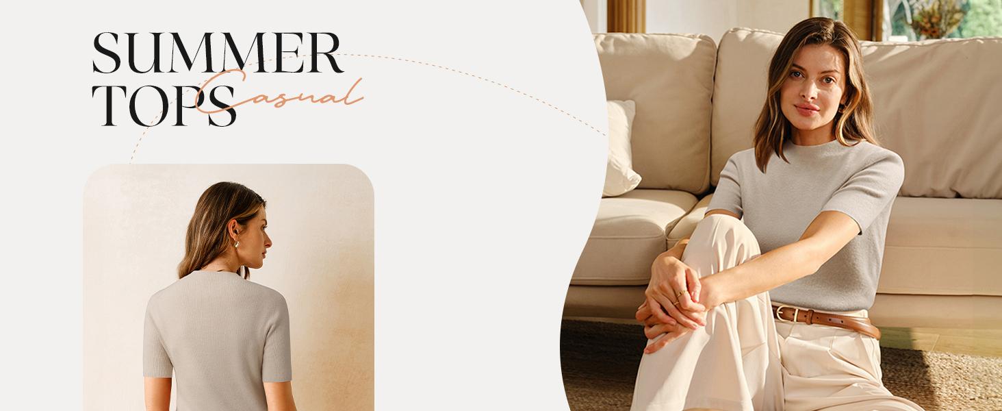 Arach&Cloz Women's Wool Blend Oversized Sweaters Crewneck Casual Spring Outfits Fashion Tops SpringStatements