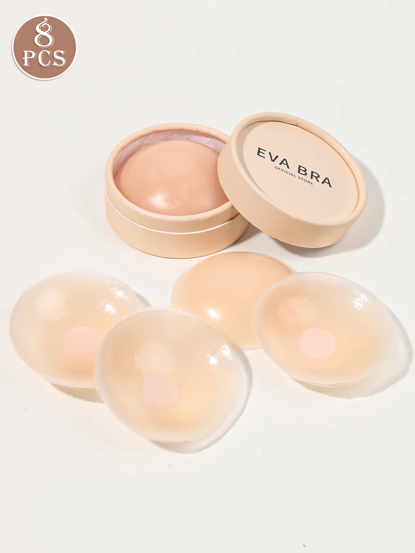 8 pieces of women's silicone ultra-thin nipple covers, Soft Silicone Pads, with cute dots for protection, invisible and seamless breast pads, easy to carry, reusable, suitable for wedding dresses, commuting, bikinis, formal wear, and dresses.
