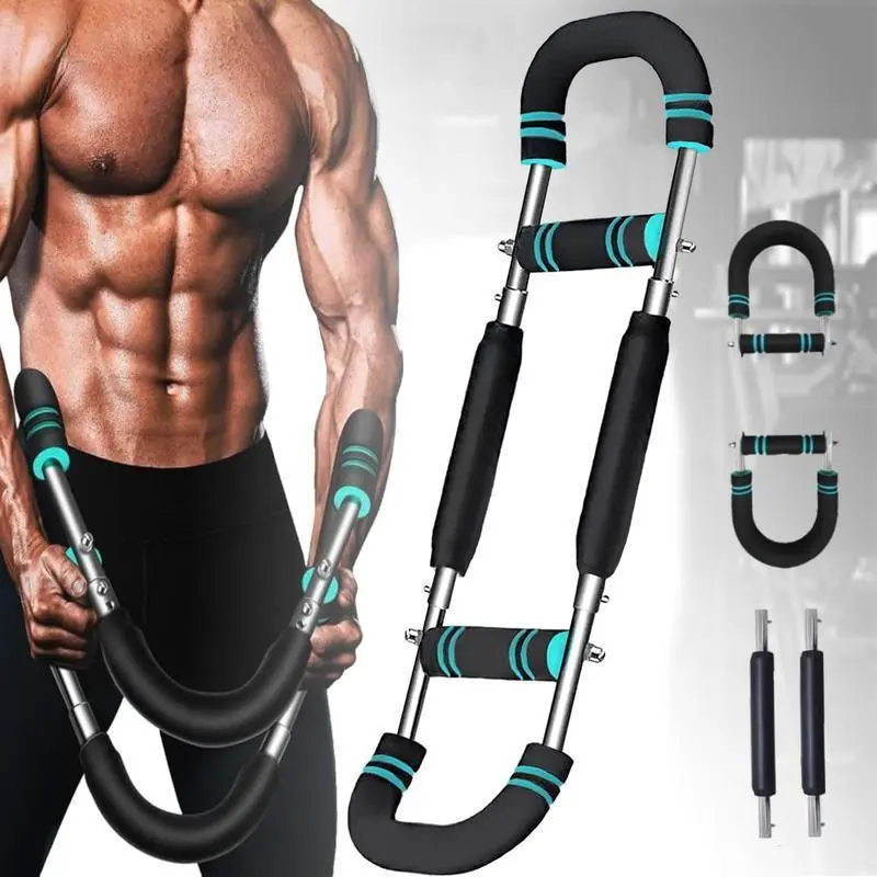 Portable Power Twister Bar Adjustable Resistance Arm Trainer Detachable Chest Muscle Builder Home Fitness Equipment For Men Arm Shoulder Chest Workout Bodybuilding Strength Training