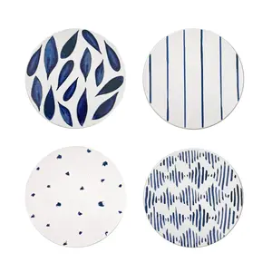Lenox Blue Bay Round Cork Coasters, Set of 4