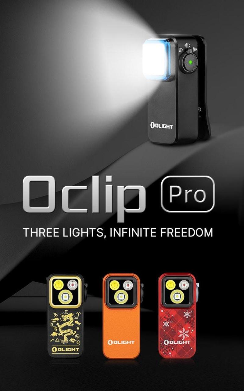 OLIGHT Oclip Pro Clip on Flashlight with Floodlight Spotlight and Red Light