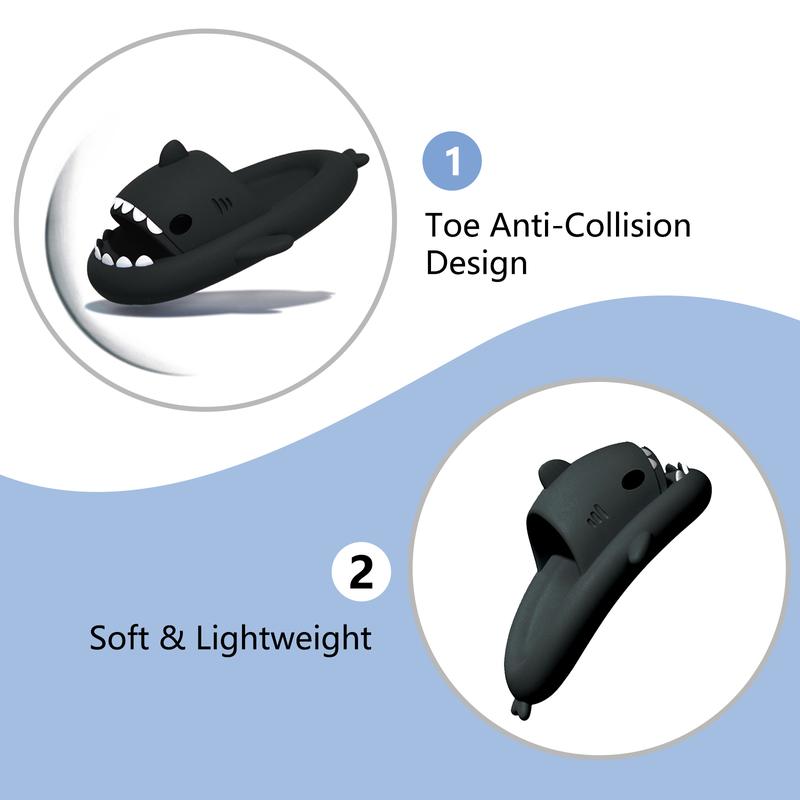 Shark Slides for Women and Men, Cute Shark Slippers Adult Youth Cloudy Summer Soft Lightweight Anti-Slip Thick Sole Beach House Cloud Cushioned Shower Slide Sandals Indoor Outdoor