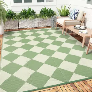 Outdoor Carpet Double-sided Plastic Straw Reversible Patio Rug Waterproof Easy Clean Durable Weather Resistant For Deck Balcony RV Beach Picnic