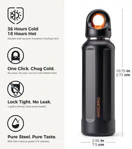 TakeToday 20oz Insulated Water Bottle, Stainless Steel Double-Wall Vacuum Bottle