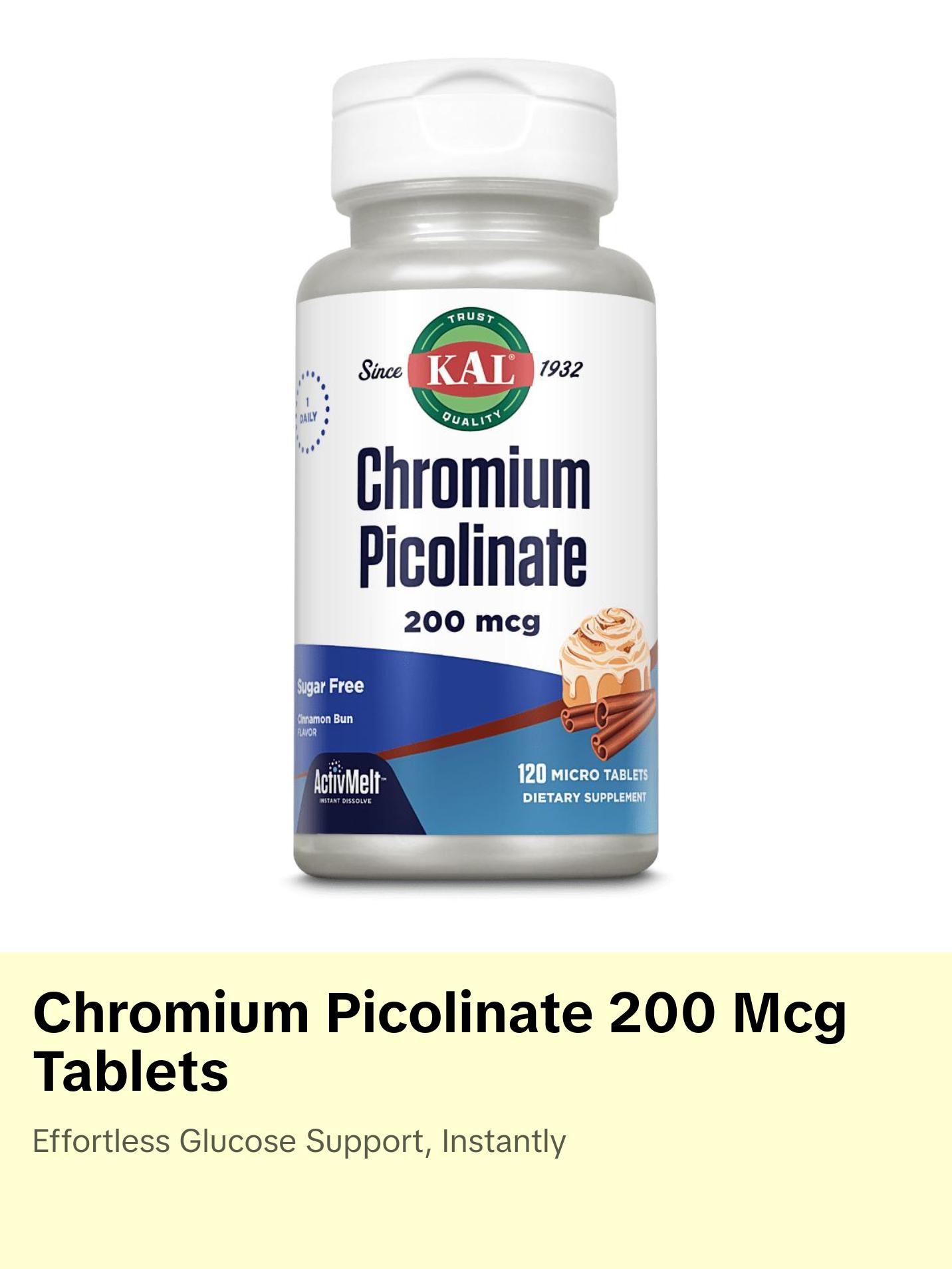 Chromium Picolinate 200 mcg ActivMelt® Instant Dissolve Tablets