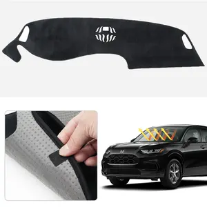 Canvcle Custom Fit 2023-2025 Honda HR-V Dash Cover Suede Dashboard Mat Sunshade UV Protection Anti-Glare Non-Slip Car Accessories Black