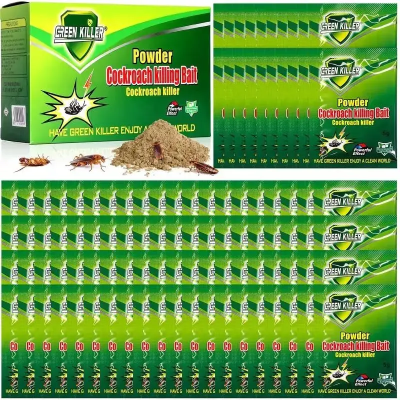 50 packets of high-efficiency cockroach bait powder, a fast-acting indoor cockroach killer—completely eliminates cockroach nests and colonies, suitable for kitchens and enclosed spaces.,dorm essentials,home essentials