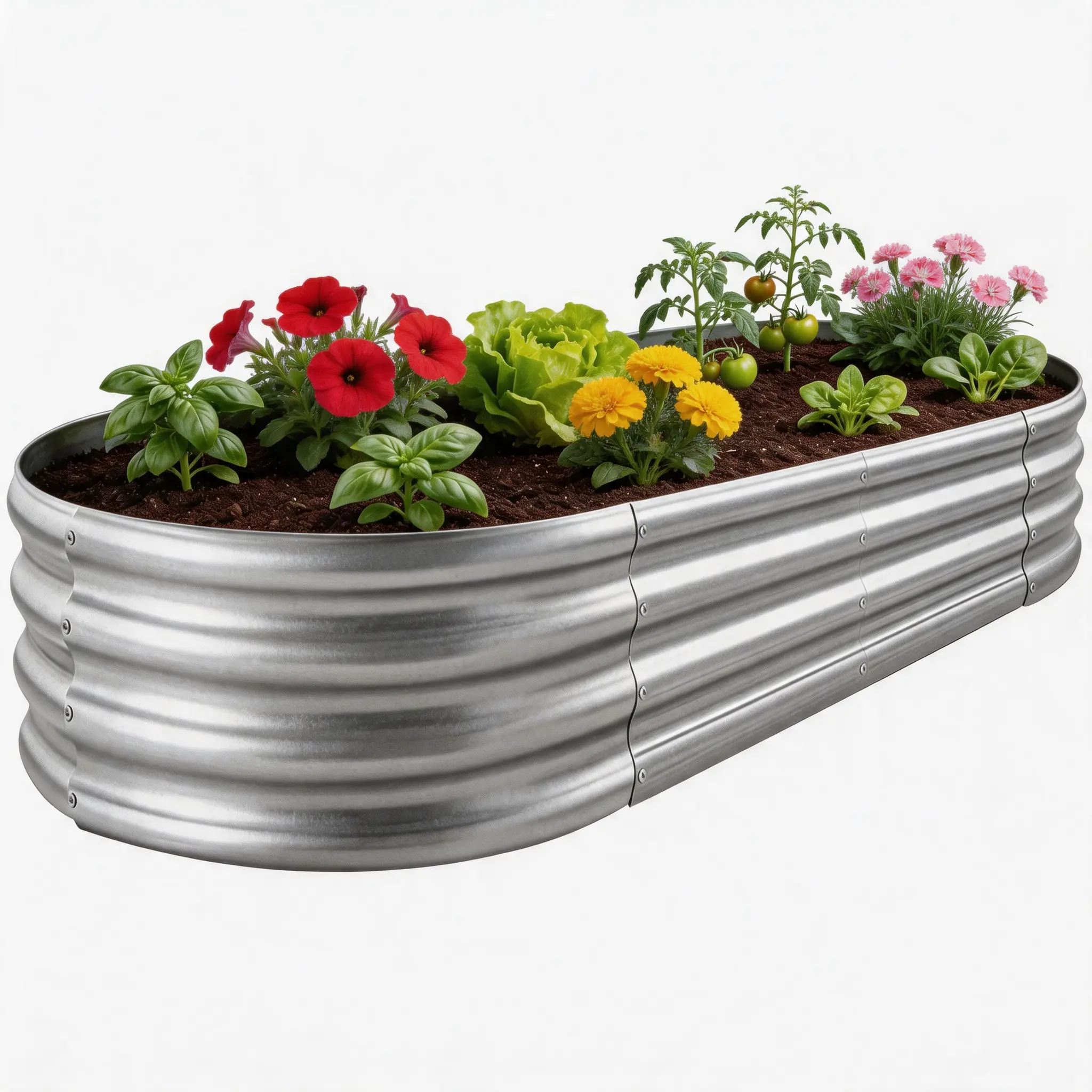Galvanized Double-Layer Extra-Thick Steel Raised Garden Bed Kit, 4×2×1 ft Oval Large Metal Planter Box  for Vegetables, Herbs, Flowers, Outdoor Corrosion-Resistant for Patio, Backyards, 0.78Mm, 1.56Mm, Decks, Oval Shape, Raised Bed