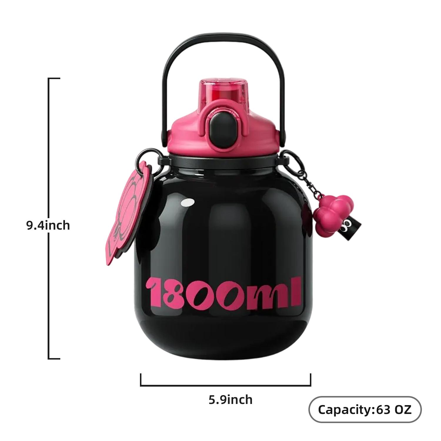 Sidagar 60oz Big Water Bottle for Women, S316L Stainless Steel Insulated Tumbler Cup with Straw & Carry Handle, Leak Proof 2-in-1 Water Bottle with Straw & Sip Lid, Large Capacity Cup