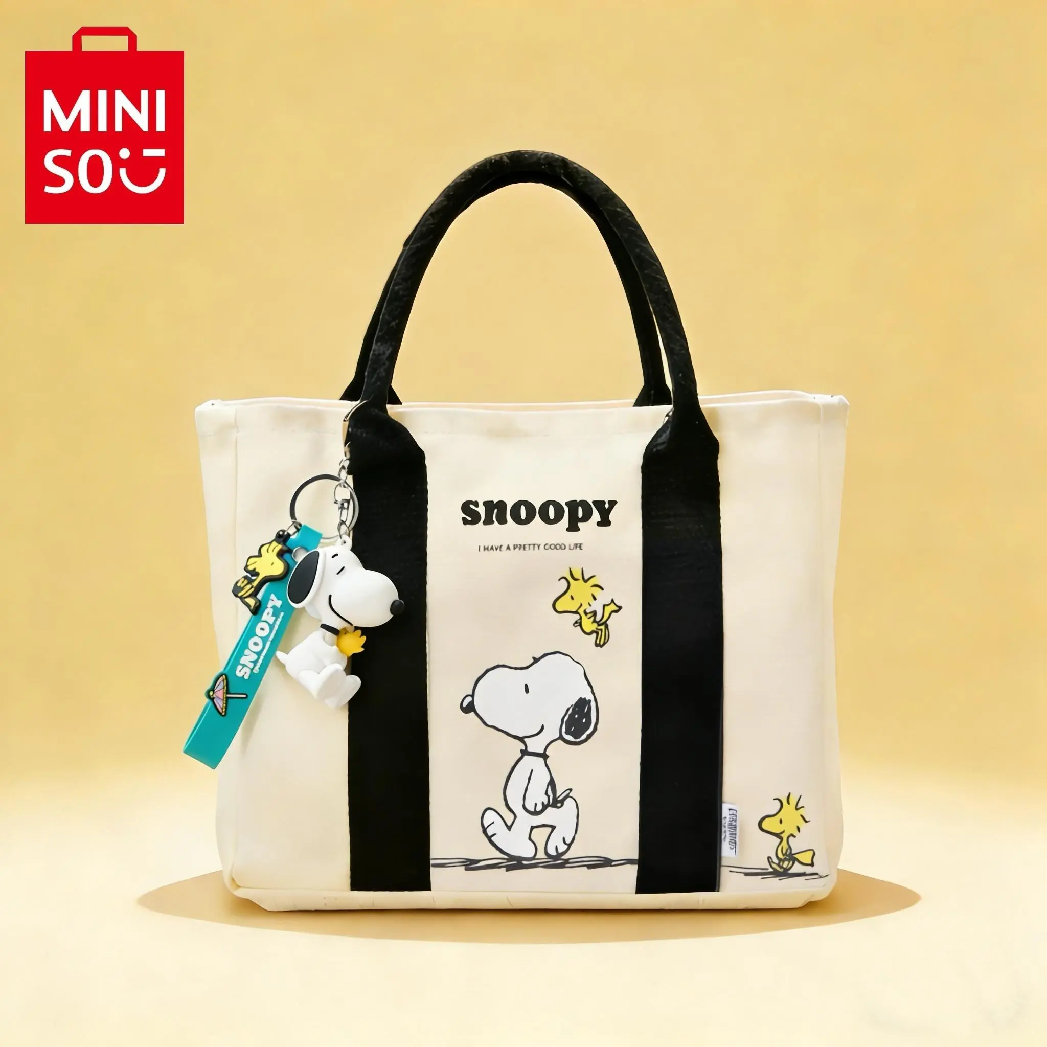 Miniso Snoopy Summer Adventure Series Creamy White Tote Bag Cute Holiday Candy Bag for Girls,Lightweight Portable,Reusable Daily Bag Cute Design#Summervibes, Back To School,backpacks for school,cute backpacks for school,bookbag,school backpack