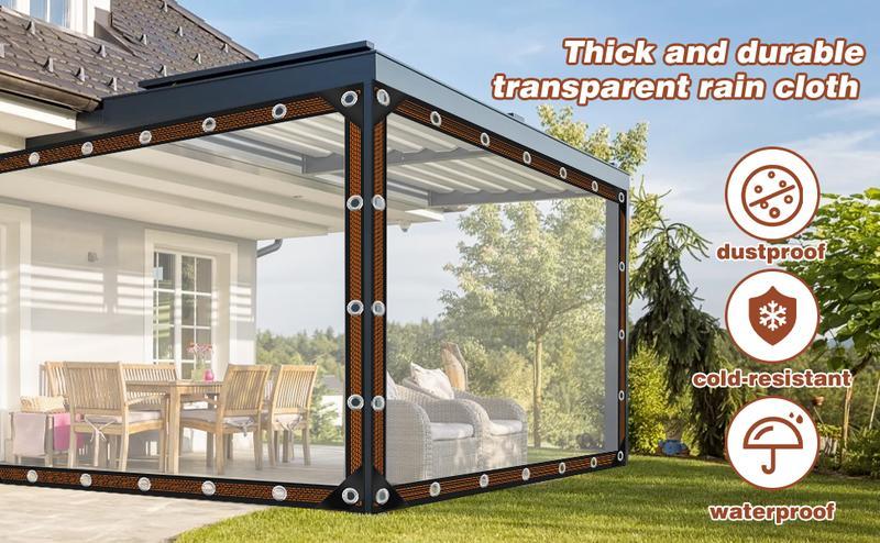 7ft x 11ft Heavy-Duty Waterproof Clear Tarp with Grommets, Insect-Resistant, Tear-Resistant, Windproof, Snowproof, Rainproof, Durable Transparent Rainproof Cover for Outdoor Garden, Patio, Chicken Coop, Greenhouse, Camping & Temporary Shelter, Car Shelter