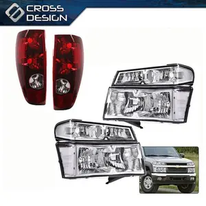 CROSSDESIGN Fit For 04-12 Chevy Colorado Canyon Bumper Headlight HeadLamp Clear + Tail Light