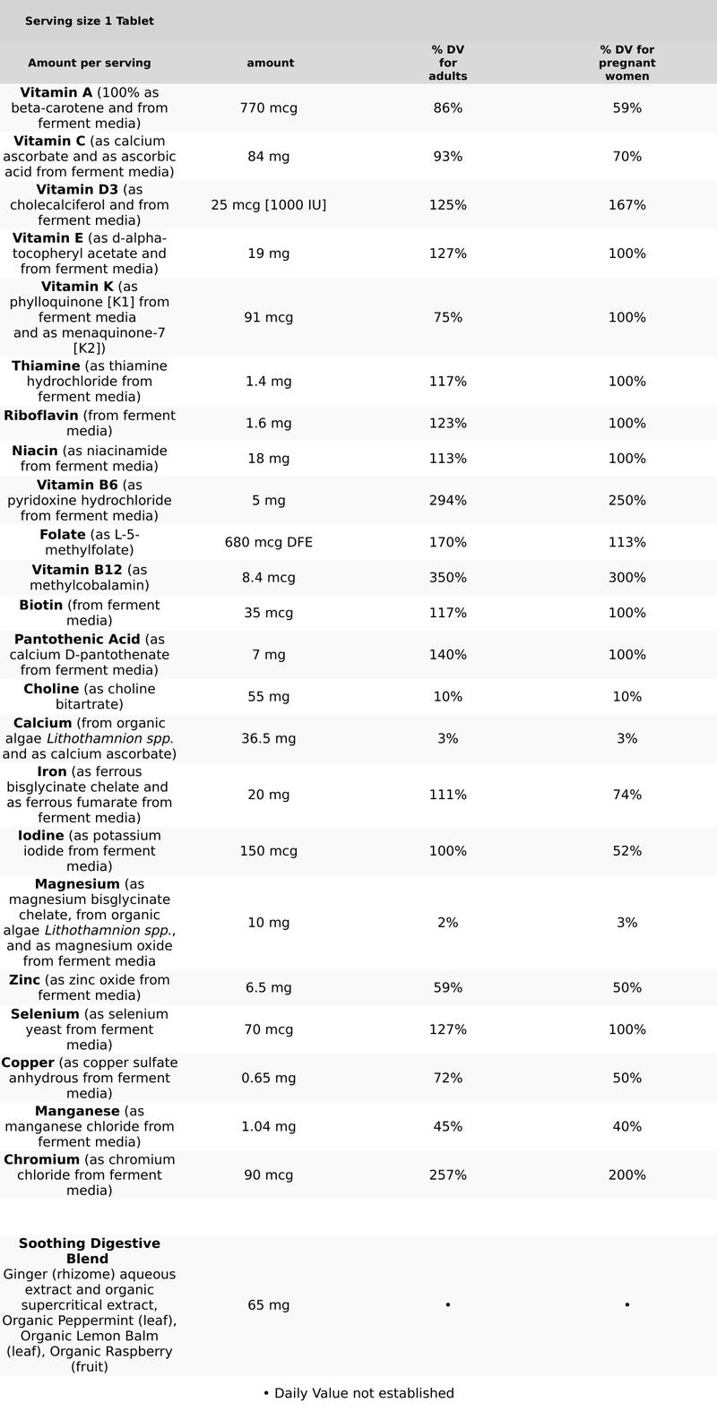 New Chapter Prenatal One Daily 35+ Prenatal Vitamins, Enhanced for Age 35+ with Methylfolate + Choline for Healthy Mom & Baby, Ginger Eases Morning Sickness - 30ct