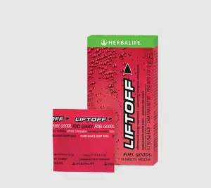 Herbalife LiftOff Effervescent Energy Supplement - Pomegranate-Berry Burst, 10 Tablets, Herbalife LiftOff Effervescenteit Energy Boost with Edible Vitamin ft. fitness support