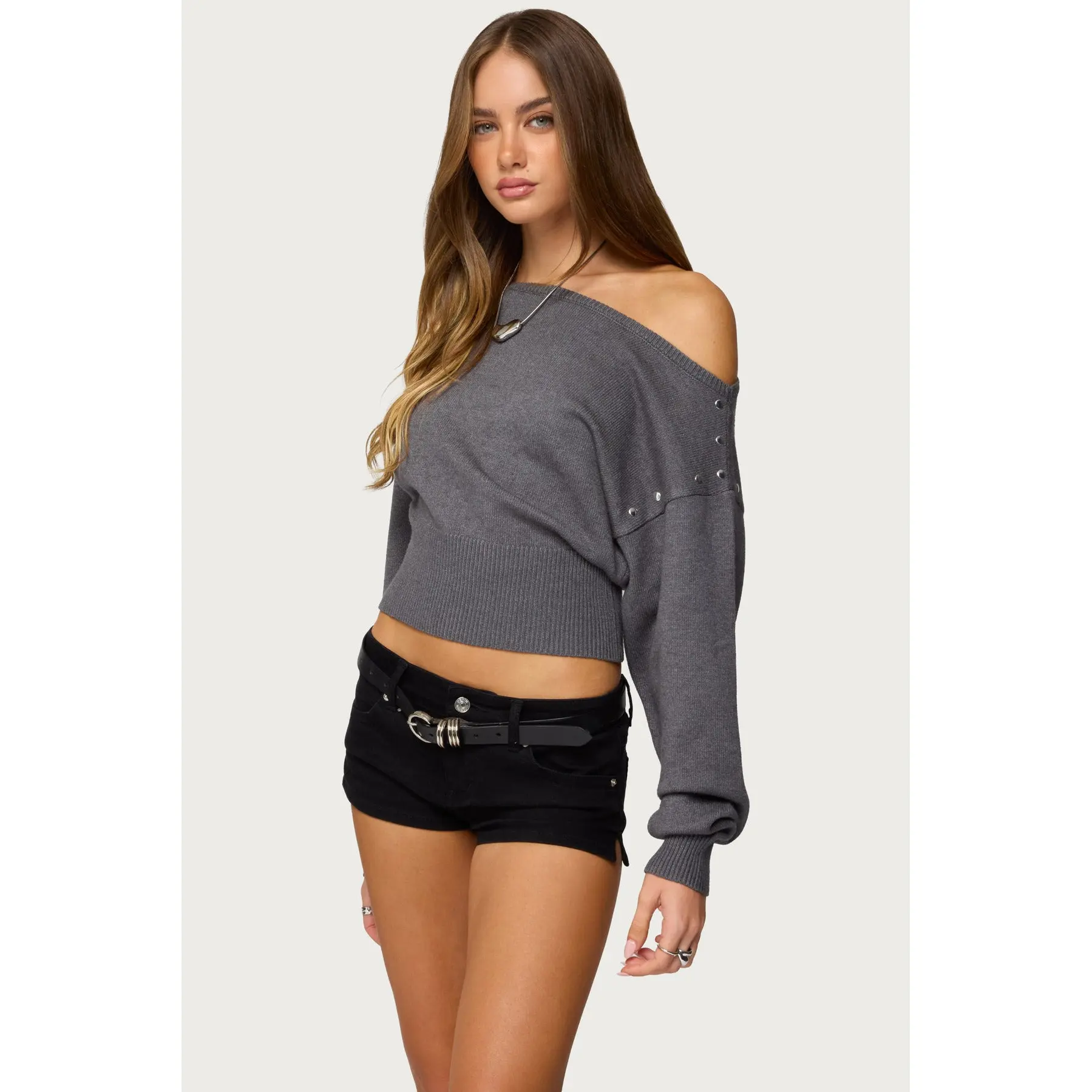 Doro Studded Off Shoulder Sweater