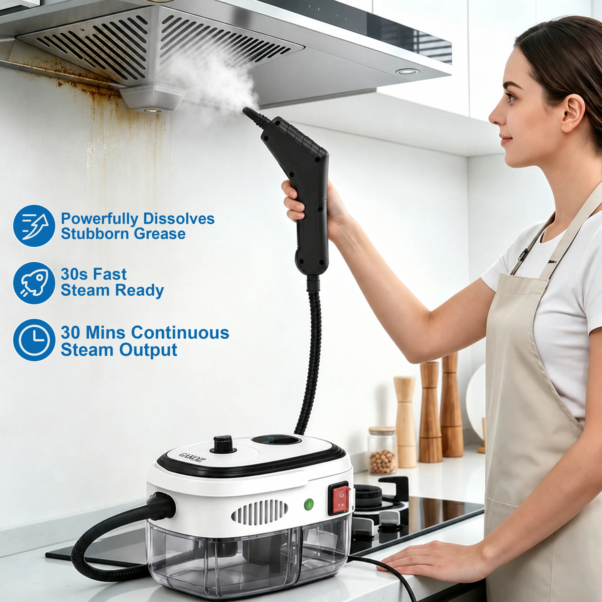 Handheld Steam Cleaner With 6 Adjustable Steam Levels, 230°F High Temperature Steam, 3 Bar High Pressure, 30s Heat-Up Portable Steamer, 9pcs Accessories, Multi-Surface Deep Cleaning Steamer, High Pressure Steam Cleaner For Home, Grout, Car, Floor