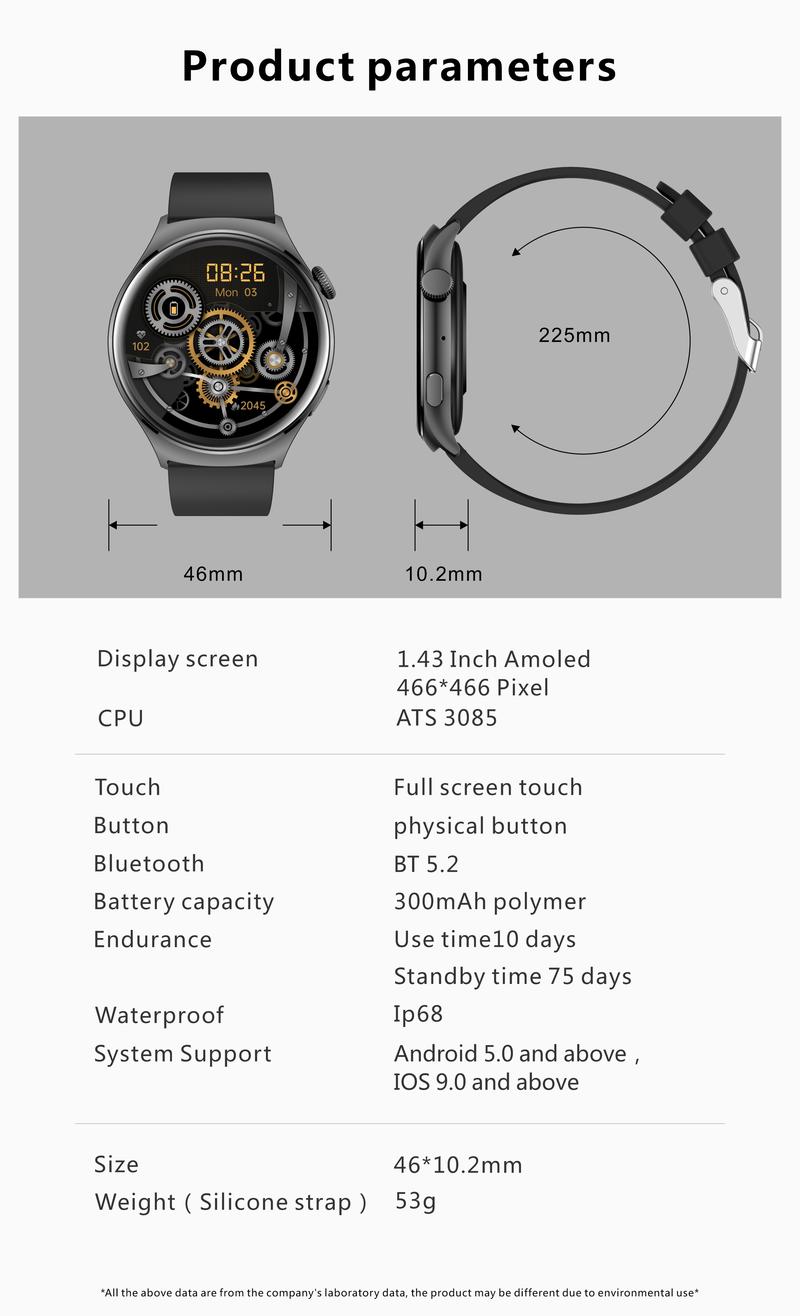 Aolon MarsR3 & GTR3 Smartwatch with a 1.43-inch AMOLED display, Always-On Display (AOD), running pace tracking, Bluetooth calling, and metal body.