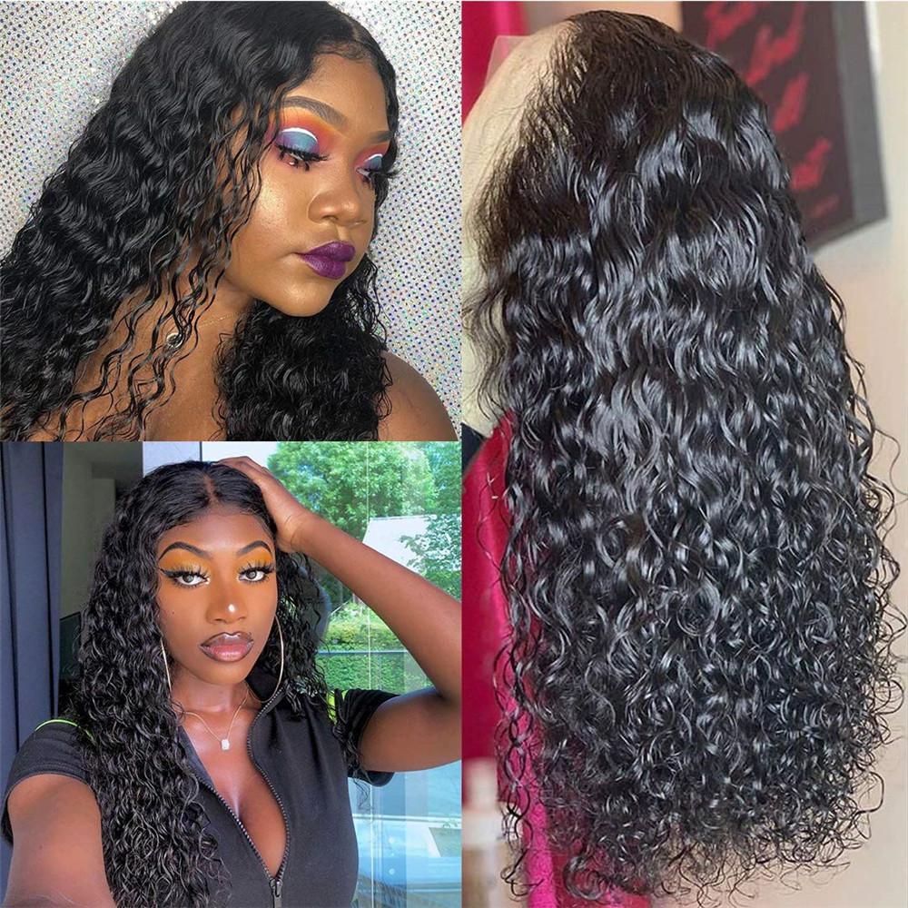 Iwish HAIR 26 Inch Water Wave Human Hair Wigs 13x4 HD Transparent Lace Front 100% Virgin Hair 30 Inches 180% Density Pre Plucked Curly Lace Frontal Wigs for Black Women water  wave  wig