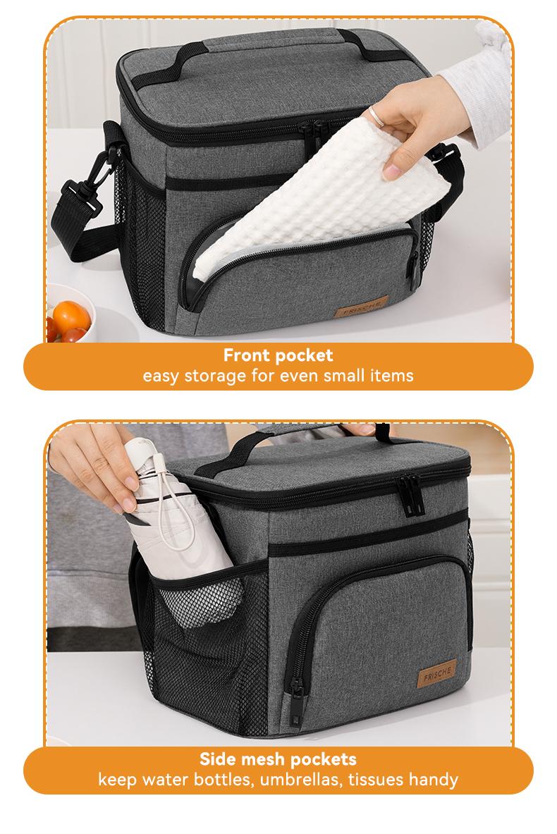 Insulated Lunch Bag for Women Men Reusable Lunch Box for Office Picnic Hiking Beach Leakproof Cooler Tote Bag Organizer with Adjustable Shoulder Strap for Adults