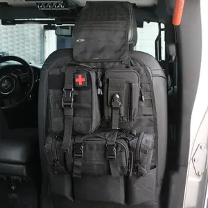 Universal Tactical Vehicle Back Seat Organizer with 3 Detachable Pouches for Car Interior Accessory and Storage