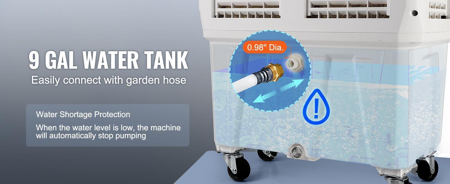 VEVOR Evaporative Air Cooler, 3100 CFM, 135° Oscillating Swamp Cooler with Adjustable 3 Speeds and 12 H Timer, 9 Gal Portable Air Cooler for 950 Sq.ft, Indoor/Outdoor Use VEVOR Evaporative Air Cooler, 3100 CFM, 135° Oscillating Swamp Cooler with Adjustable 3 Speeds and 12 H Timer, 9 Gal Portable Air Cooler for 950 Sq.ft, Indoor/Outdoor Use