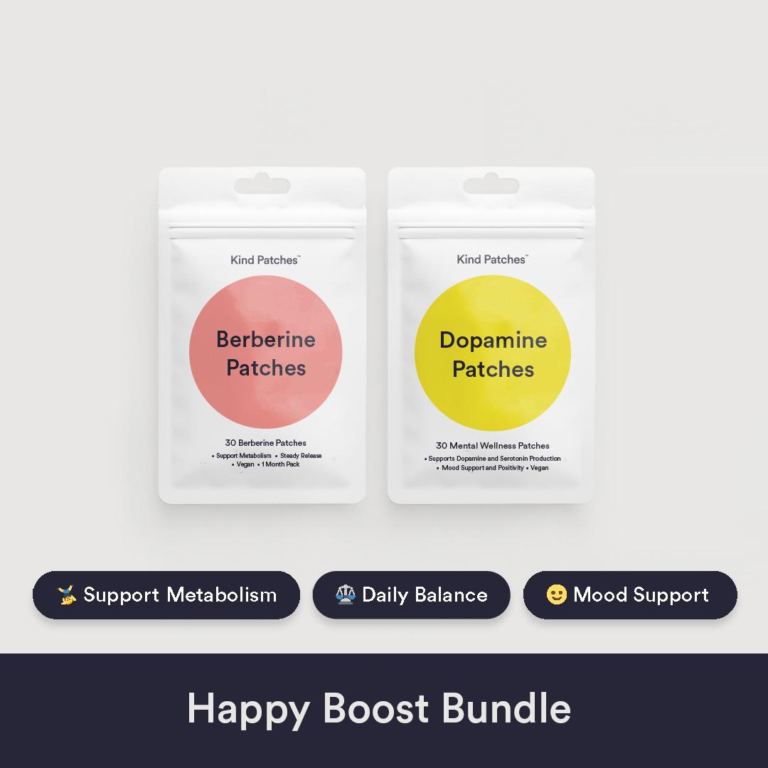 Kind Patches Happy Boost Bundle, Berberine, Metabolism, Mood Support, Natural Ingredient, Vegan