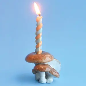 Oak Mushroom Cluster Cake Topper | Porcelain Party Decor | Candle Holder