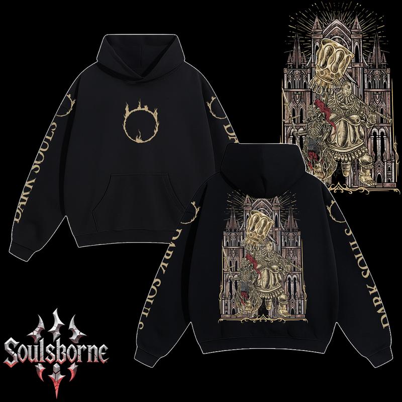 [Soulsborne Style] Vintage Grim Style Ornstein & Smough - Dark souls Unisex Hoodie, Soulsborne Gaming Apparel, Game Shirt, Video Game Clothes, Boy Merch, Gift For Him, Gift For Her, Soulslike Streetwear