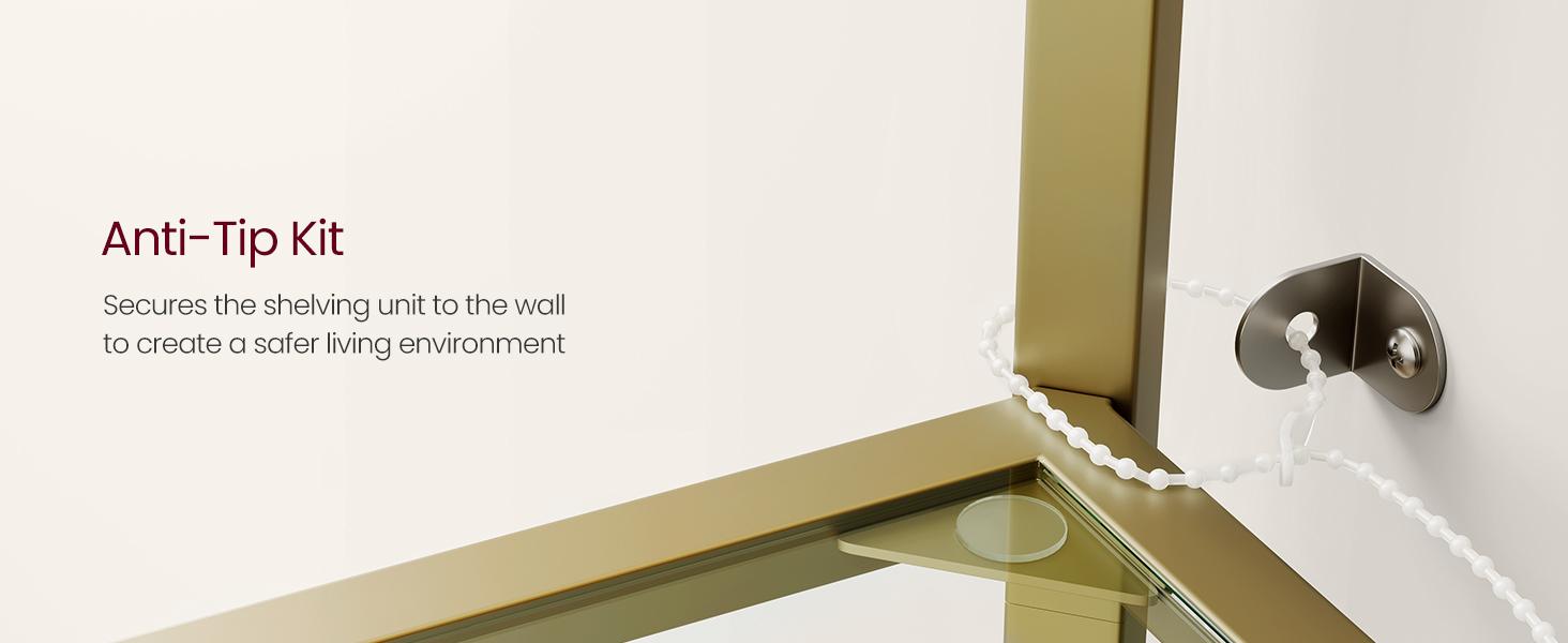 SONGMICS  5-Tier Corner Shelf Stand, Corner Bookshelf, Bathroom Organizer, Plant Stand, Tempered Glass