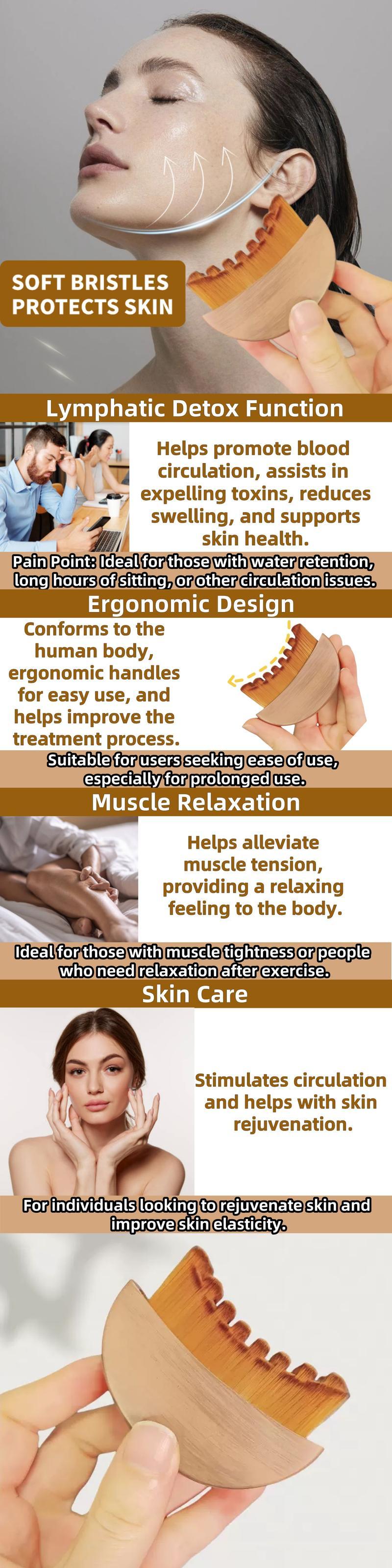 Lymphatic Contour Facial Brush for Jawline & Chin Sculpting – Dry Brushing Massager for Lymphatic Drainage Skin Lifting