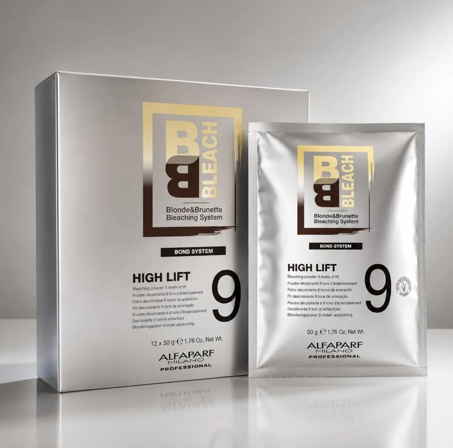 Alfaparf BB Bleach High Lift 9 Tones 400g Highlighted Hair Powder - Intense Dark Hair Lightener, Fragranced Formula, Brush, Bowl for Solid Blonde Highlights & Blonde Ombre, Fresh Healthy Haircare Results Hair Color Kit