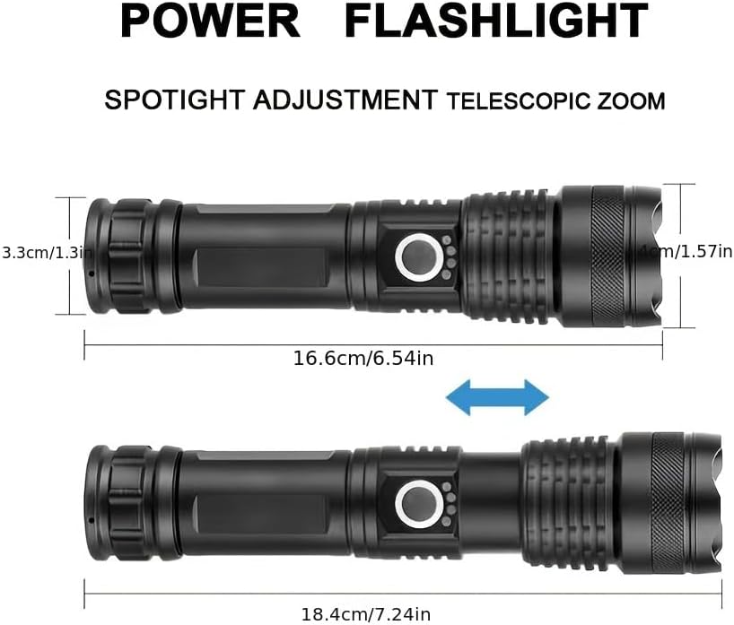2PACKS High Lumen Rechargeable LED Flashlights Ultra-Bright Flashlights 5 Modes With COB Light Tactical Accessories,Zoom-able Torch Handheld Flashlight，For Outdoor Emergency Signaling Backyard BBQ Adjust Brightness Labor Day spotlight