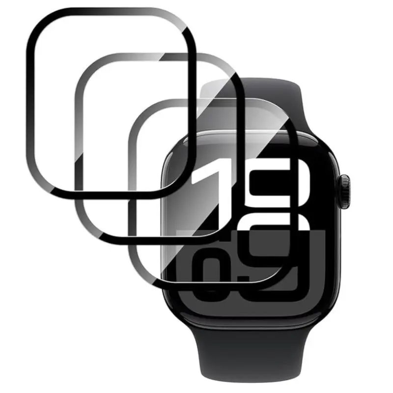3-Piece Set High Definition Clear Transparent Heat Bent Display Screen Protector Protective Shield Compatible AppleWatch Series 10 42mm/46mm, SE 40mm/44mm Ultra 49mm Curved Soft Wearable Smartwatch Protective Film Accessories Protection
