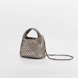 Calliope Handwoven Mini Hobo Classic – Soft Leather Woven Mini Hobo Shoulder Bag for Everyday Carry Modern Handwoven Handbag
